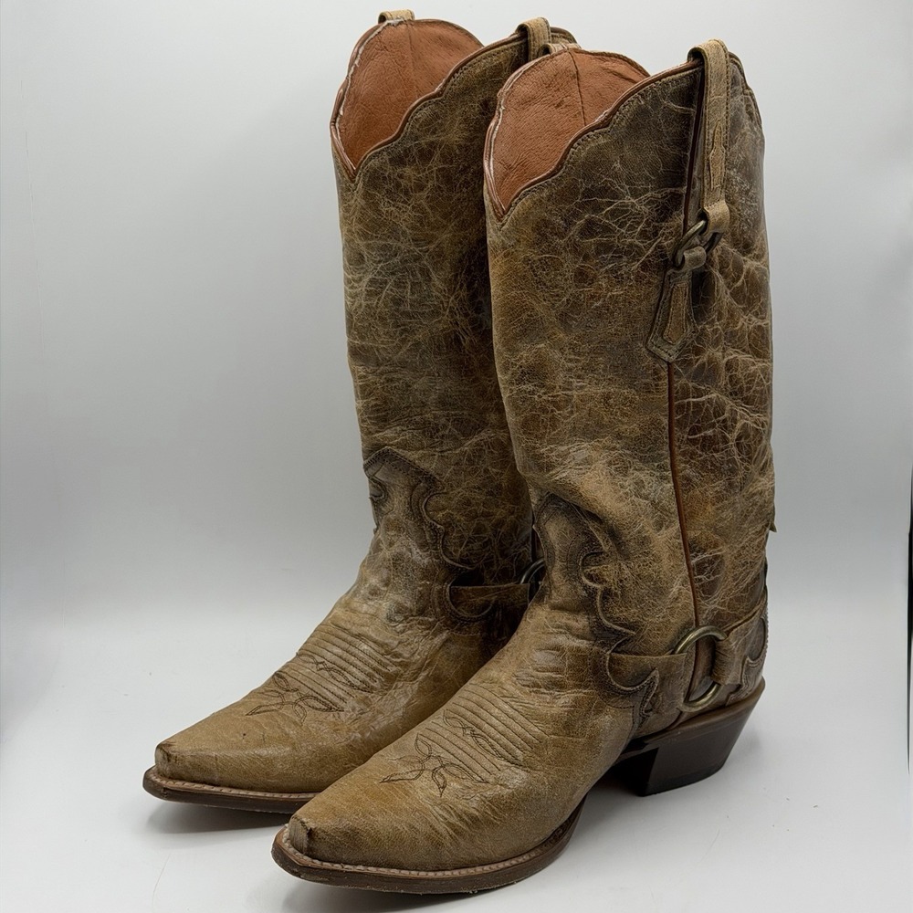 Dan Post Women's Snip-Toe Western Cowboy Boots, Size 8M Brown Leather Rodeo